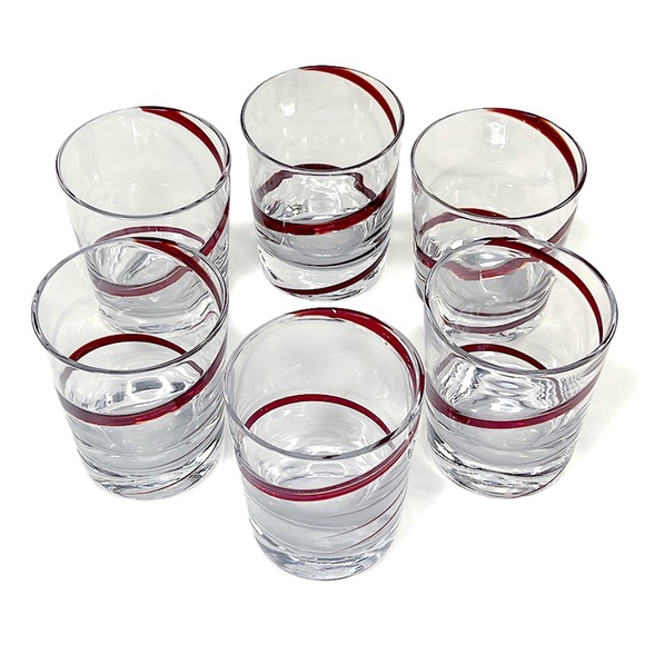 Red Swirl Glass Lowball Glasses - 6 - Picture 2 of 5